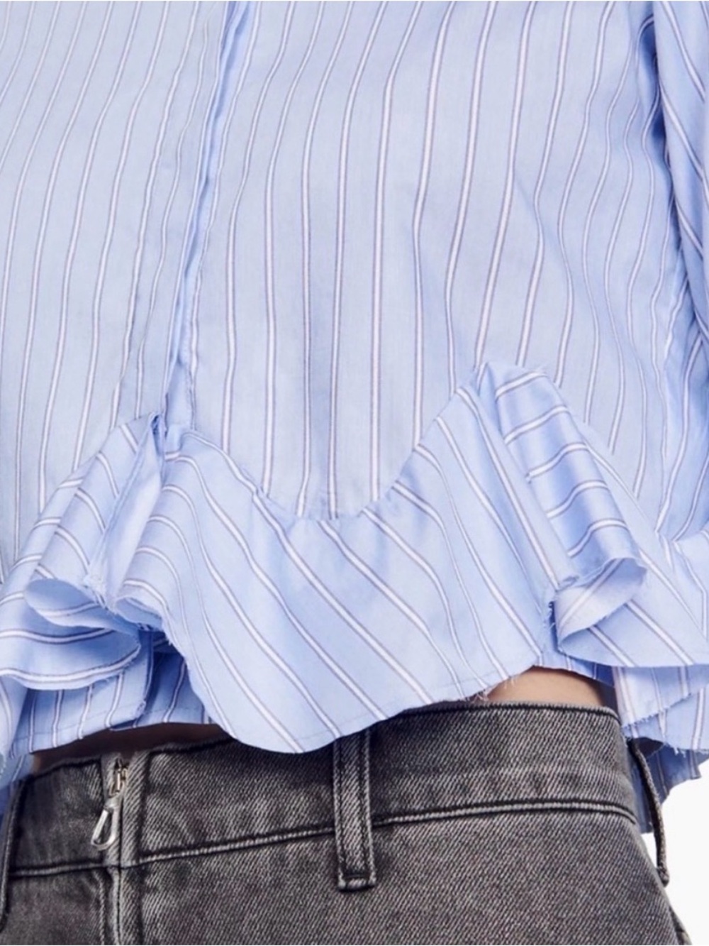 SANDRO Estela Ruffled Button Front Shirt - Picture 2 of 6